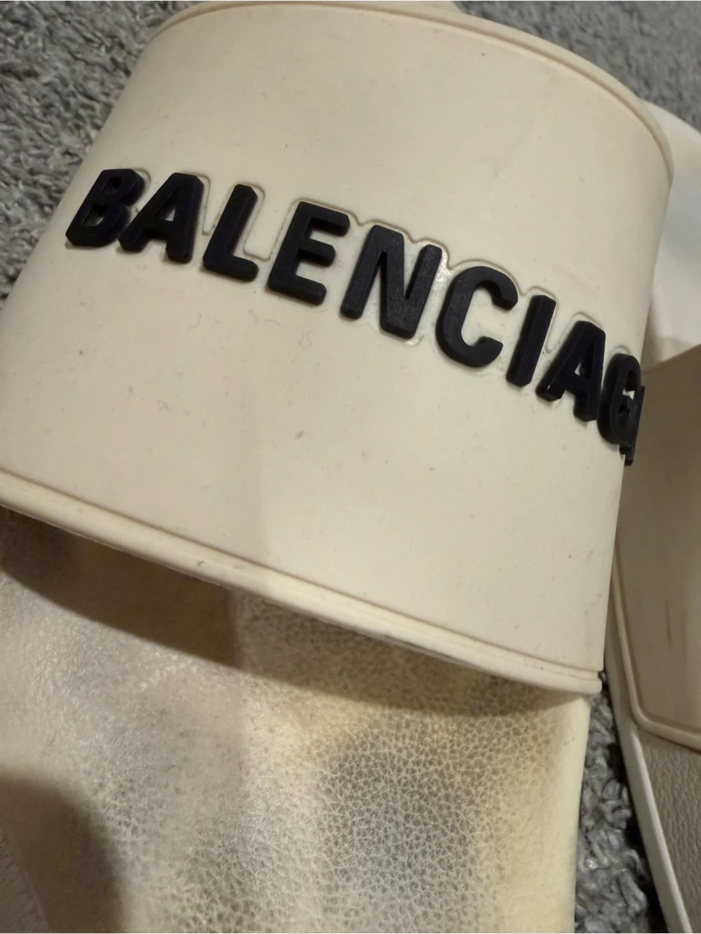Balenciaga Cream Slide Sandals with Logo Size 11